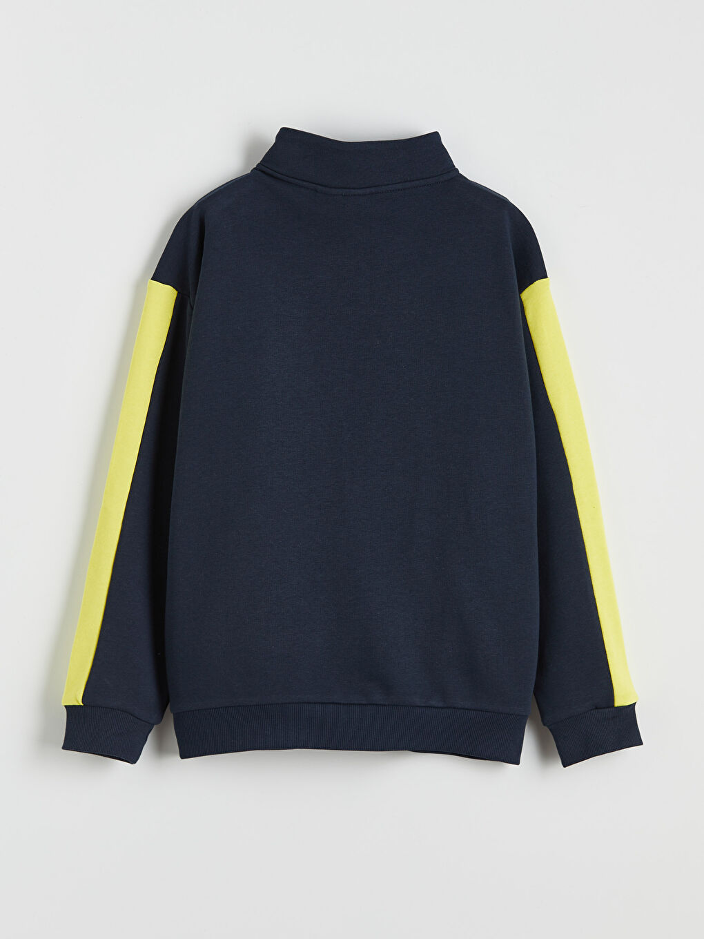 Lacivert Dik Yaka Fenerbahçe Baskılı Erkek Çocuk Fermuarlı Sweatshirt-1