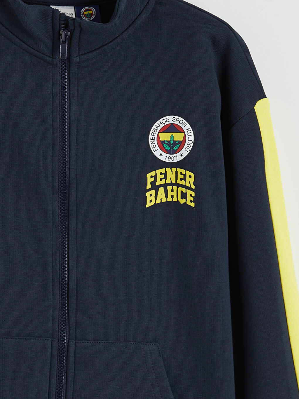 Lacivert Dik Yaka Fenerbahçe Baskılı Erkek Çocuk Fermuarlı Sweatshirt-2