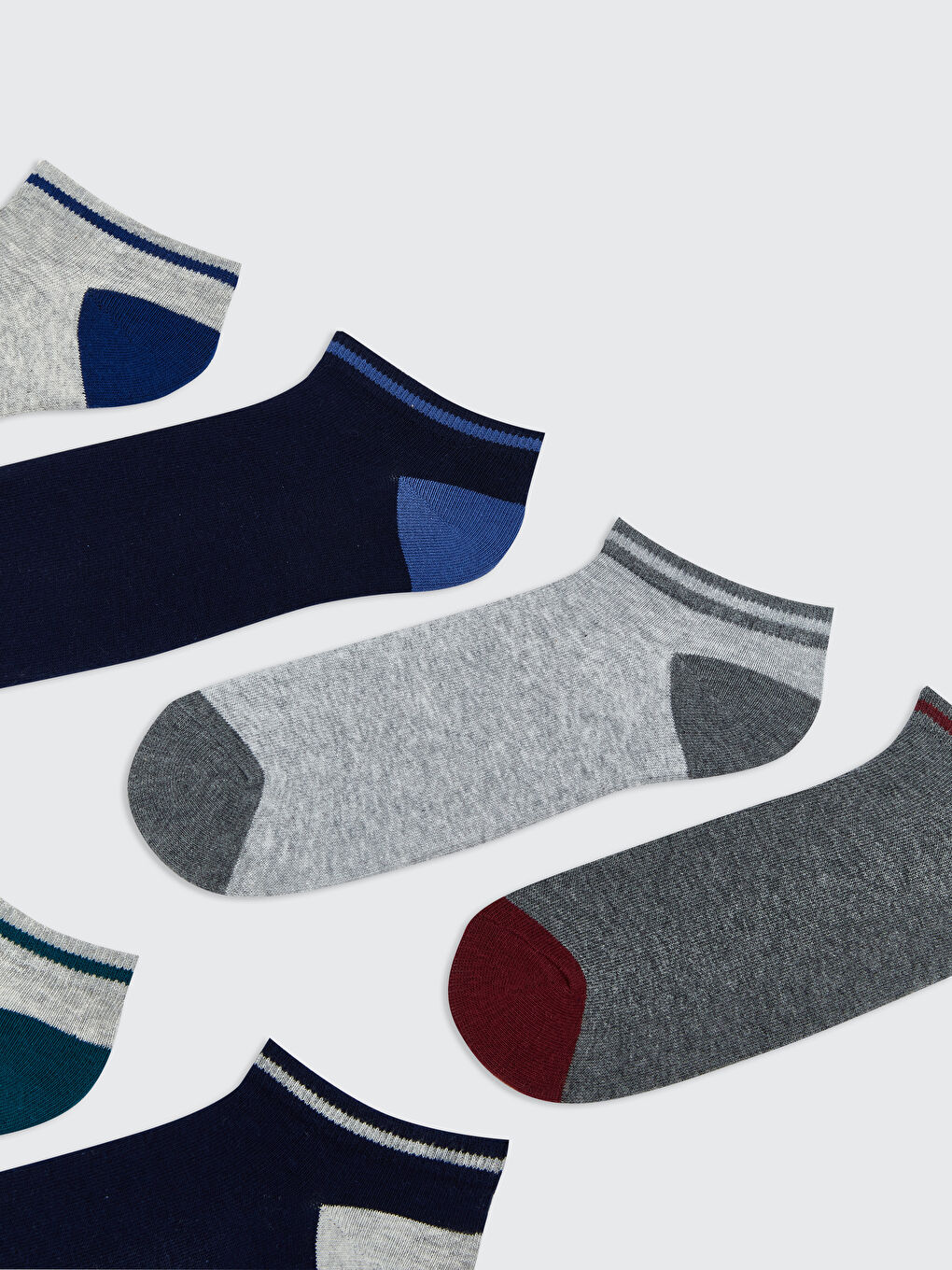 Karışık Renk Bloklu Erkek Patik Çorap 7'li-1