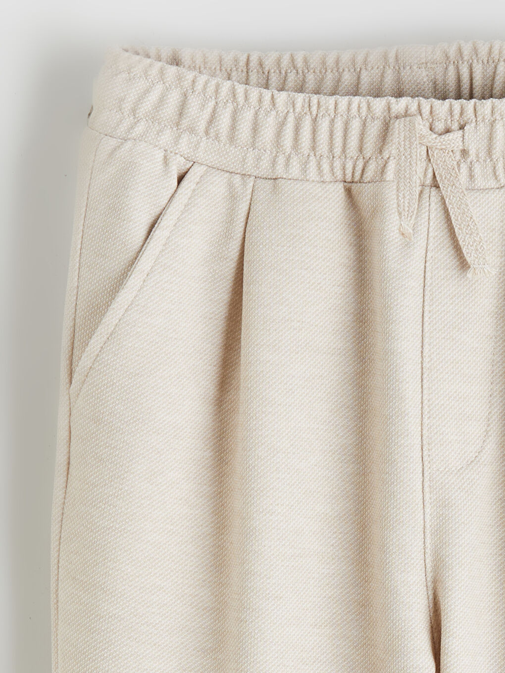 Bej Beli Lastikli Erkek Çocuk Pantolon-1