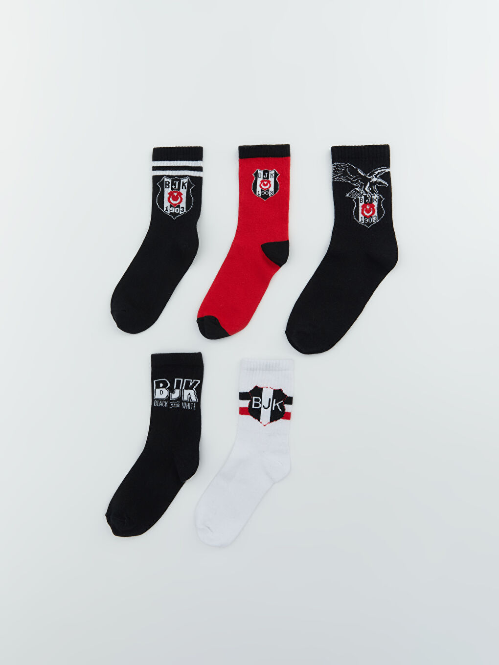 Karışık Beşiktaş Desenli Erkek Çocuk Soket Çorap 5'li