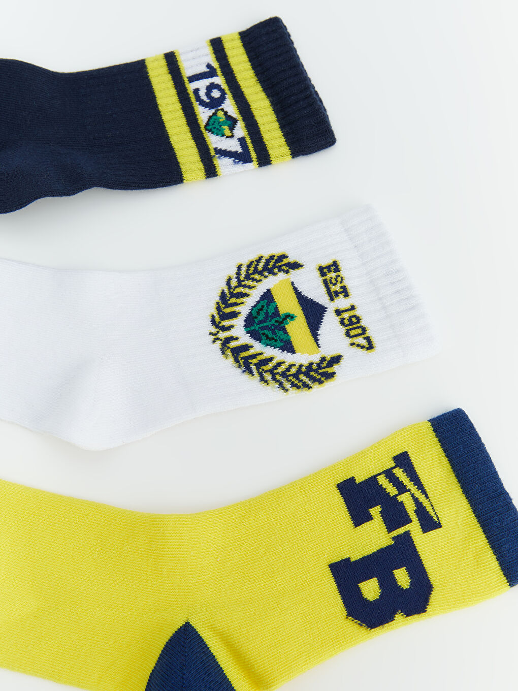 Karışık Fenerbahçe Desenli Erkek Çocuk Soket Çorap 5'li-1