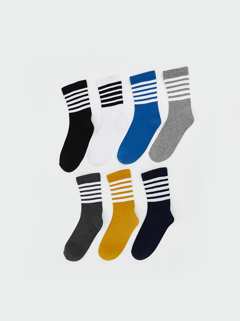 Karışık Çizgili Erkek Çocuk Soket Çorap 7'li