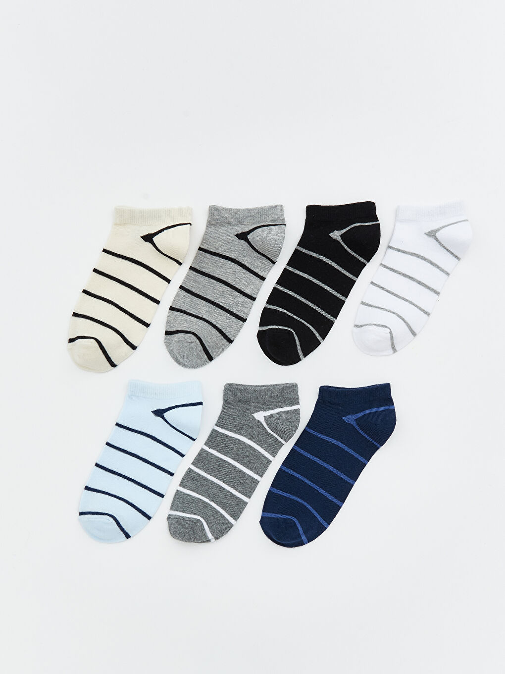 Karışık Çizgili Erkek Çocuk Patik Çorap 7'li