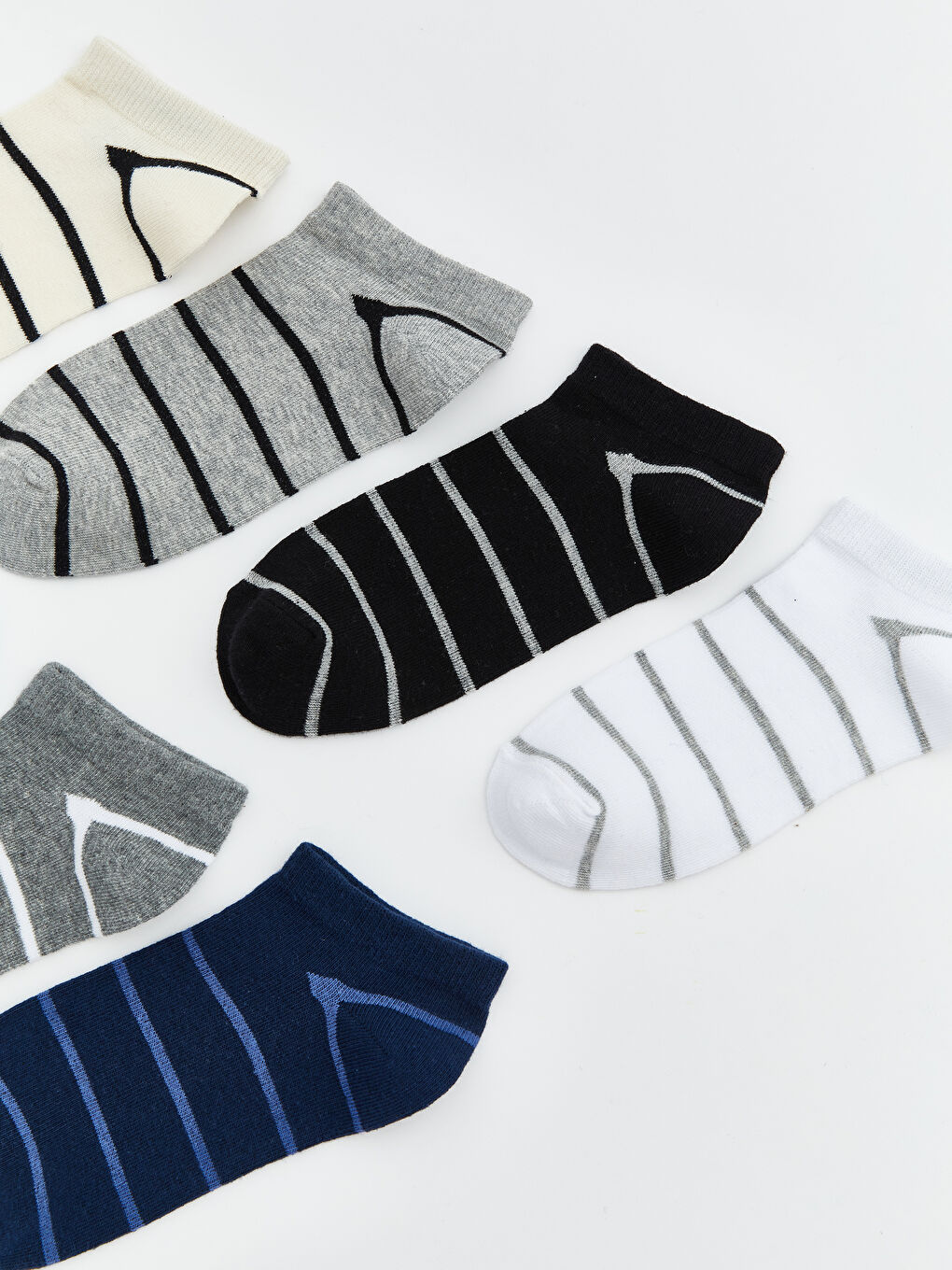 Karışık Çizgili Erkek Çocuk Patik Çorap 7'li-1