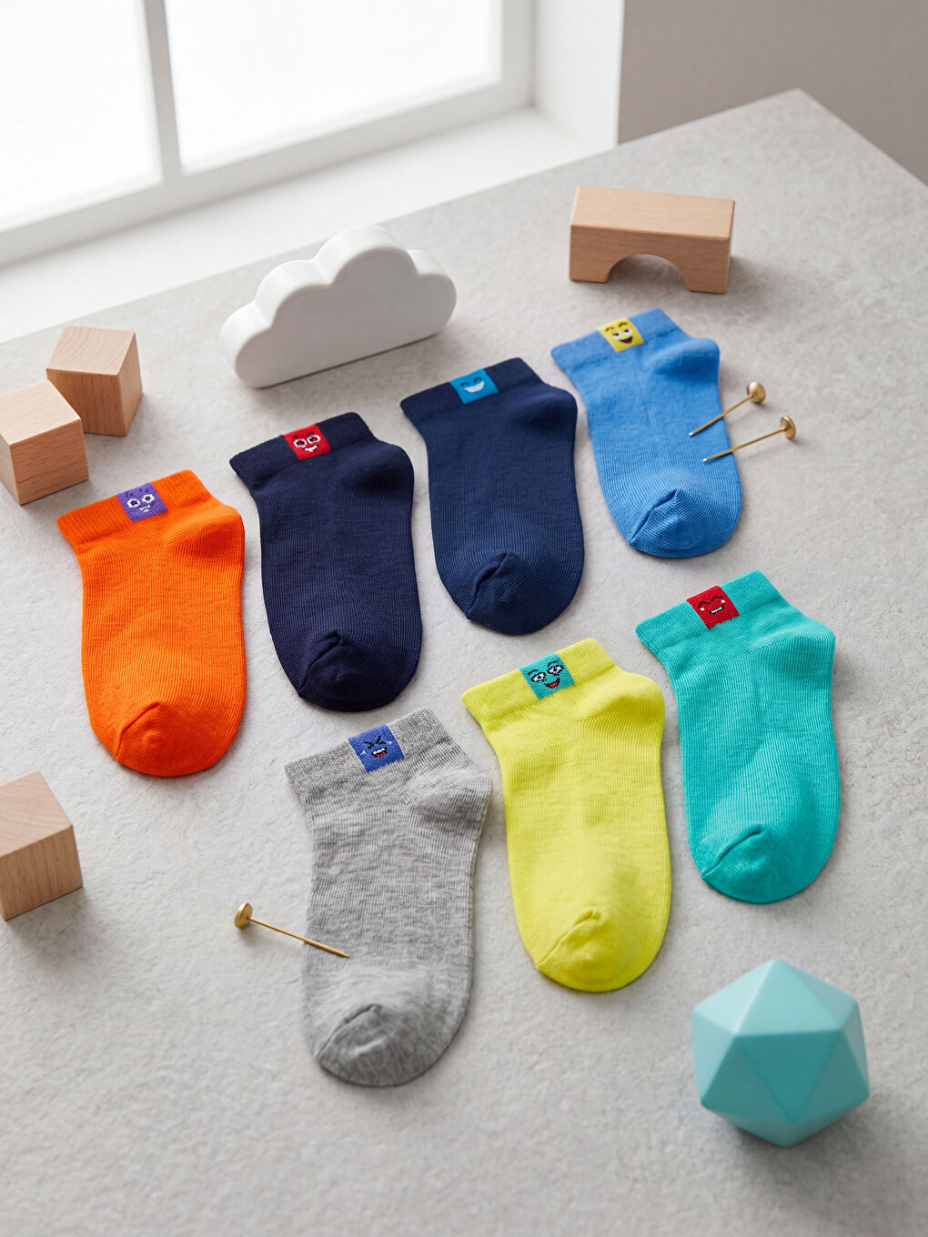 Patterned Boys' Trainer Socks 7 Pack-1