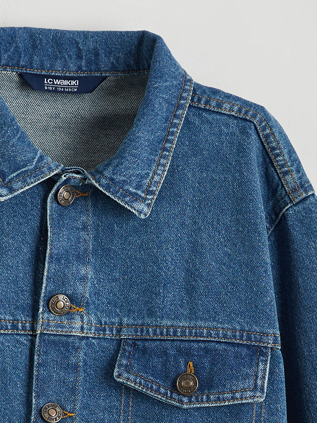 İndigo Uzun Kollu Erkek Çocuk Jean Gömlek-1