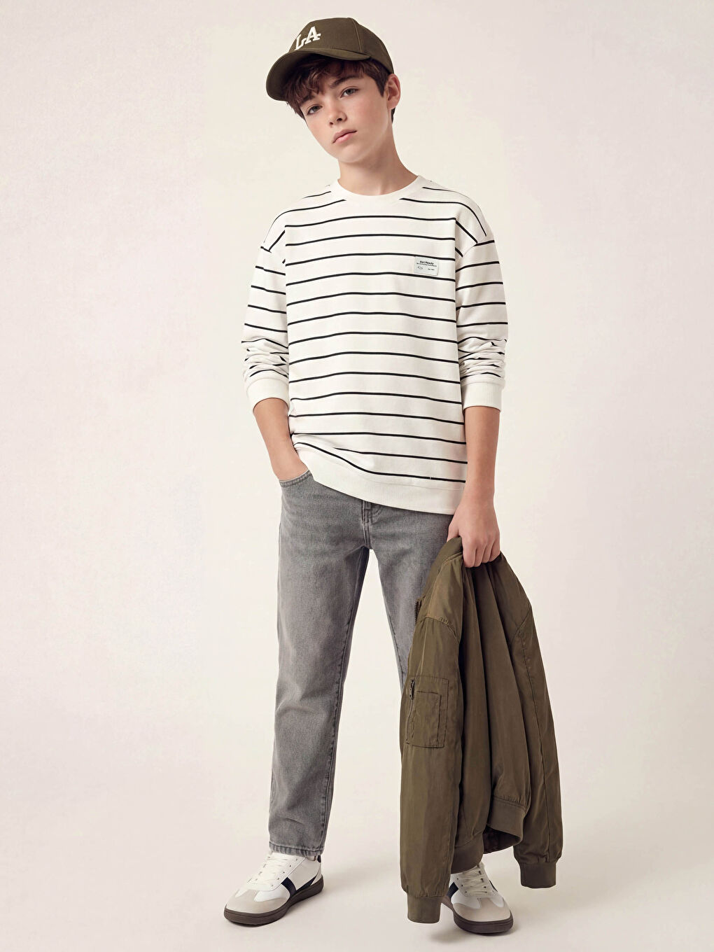 Gri Loose Fit Erkek Çocuk Jean Pantolon