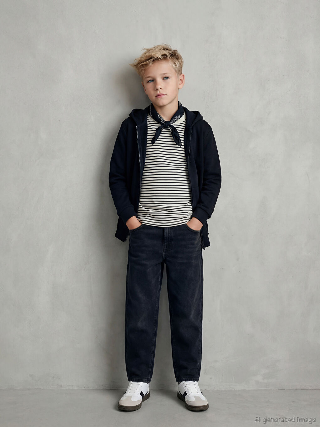 Siyah Baggy Fit Erkek Çocuk Jean Pantolon