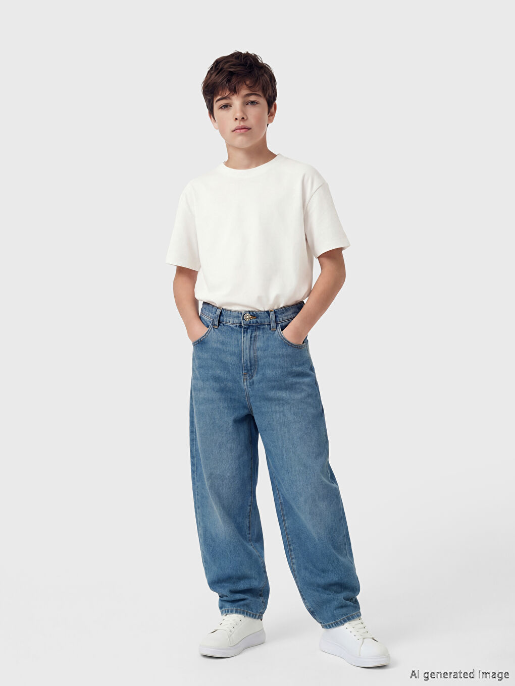 İndigo Baggy Fit Erkek Çocuk Jean Pantolon