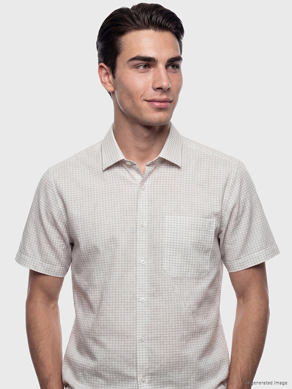 Regular Fit Men's Short Sleeve Plaid Dobby Shirt