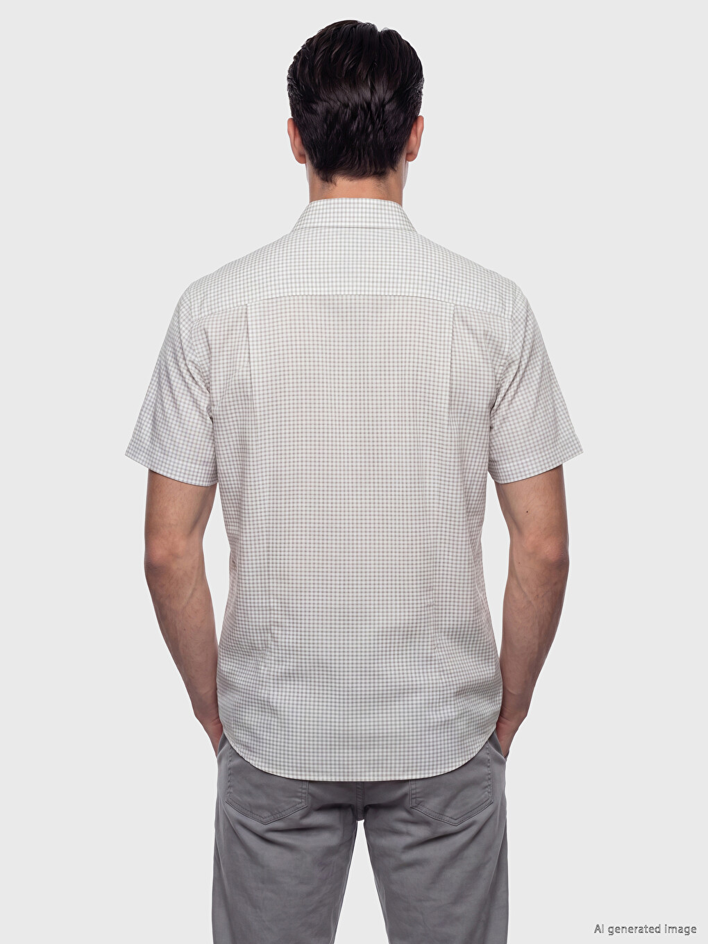 Regular Fit Men's Short Sleeve Plaid Dobby Shirt-3
