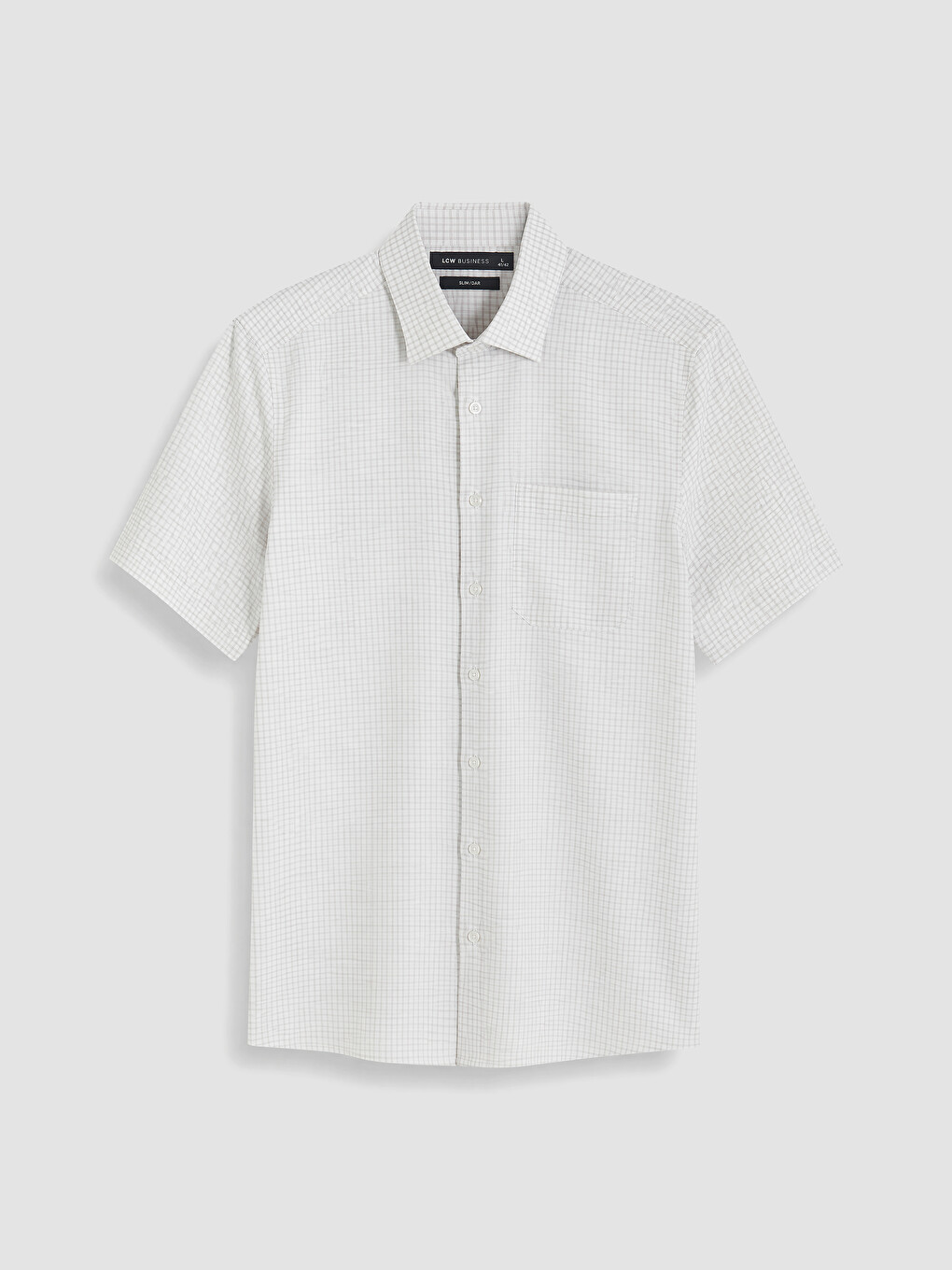 Regular Fit Men's Short Sleeve Plaid Dobby Shirt-4