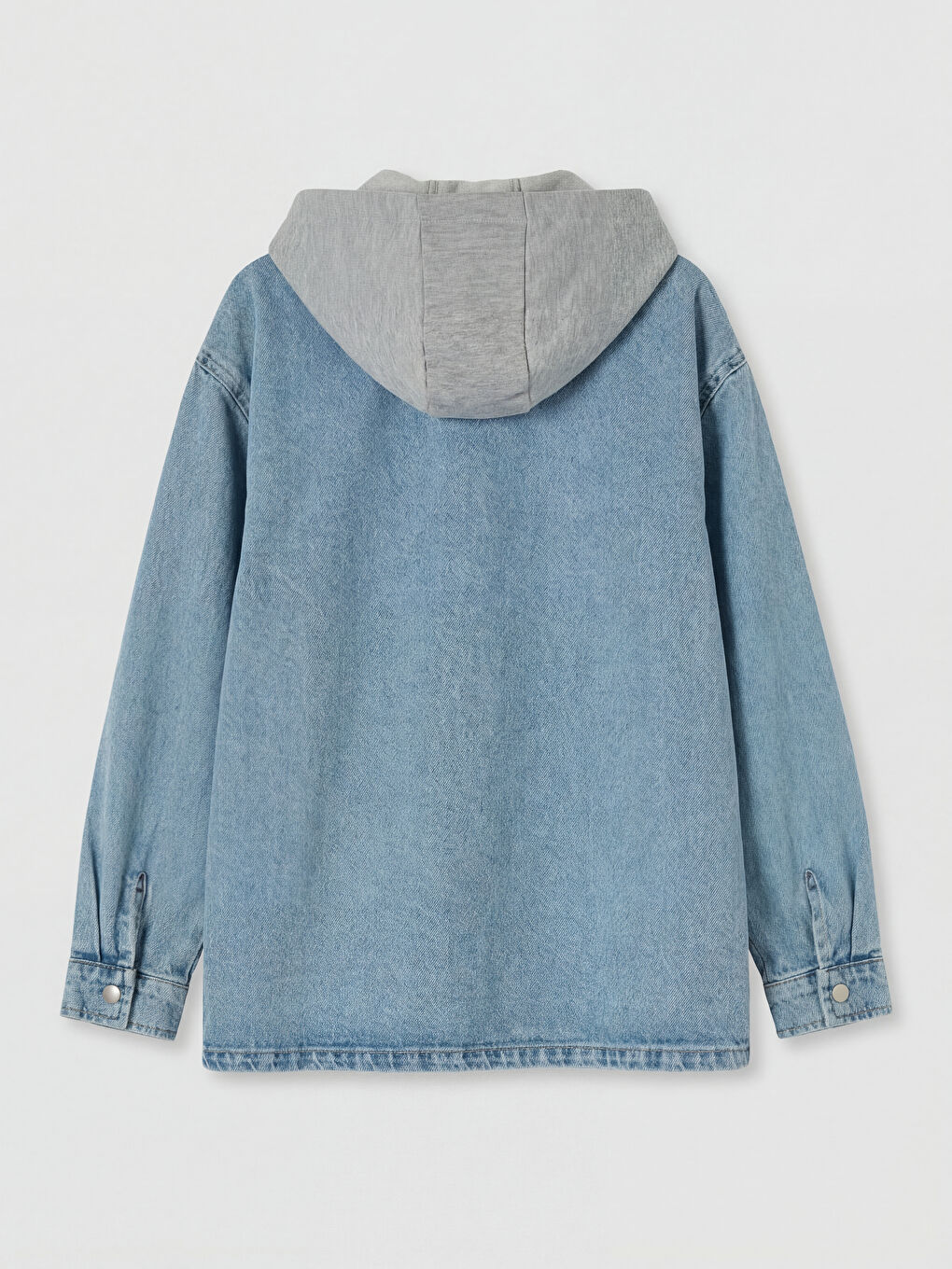 İndigo Kapüşonlu Erkek Çocuk Jean Gömlek-1
