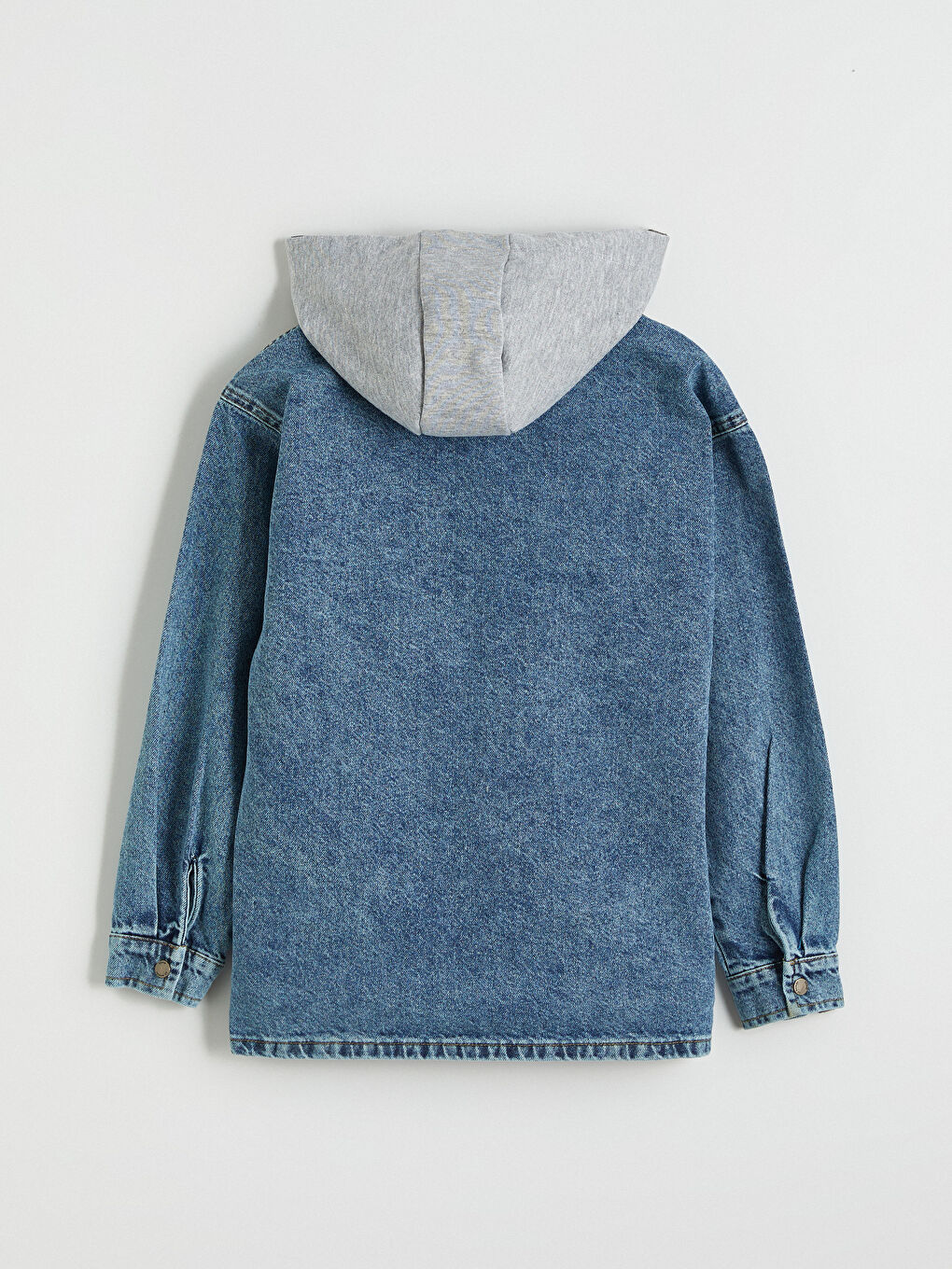İndigo Kapüşonlu Erkek Çocuk Jean Gömlek-2