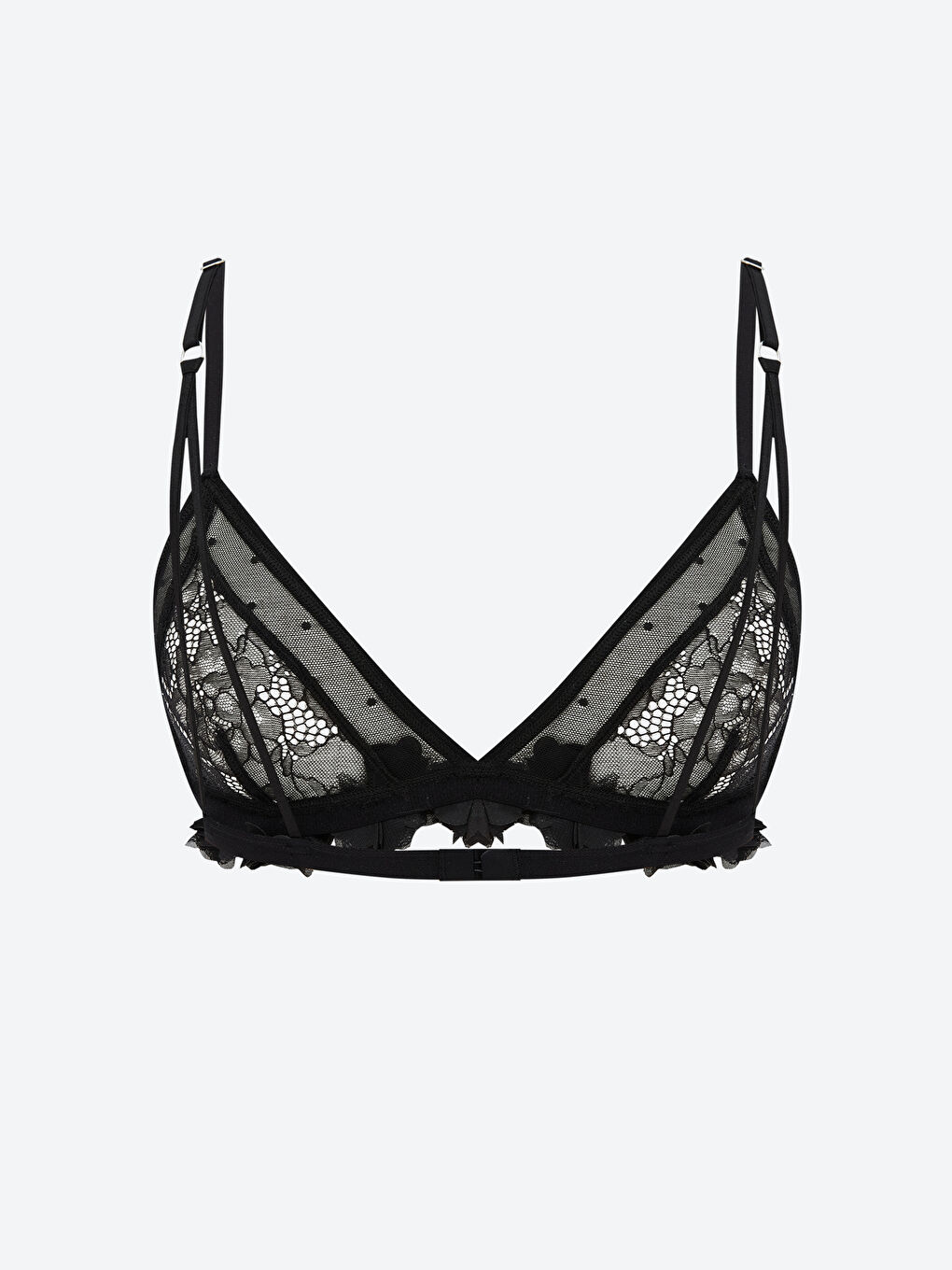 Siyah Balensiz Dolgusuz Çiçek Detaylı Fantezi Bralet-1