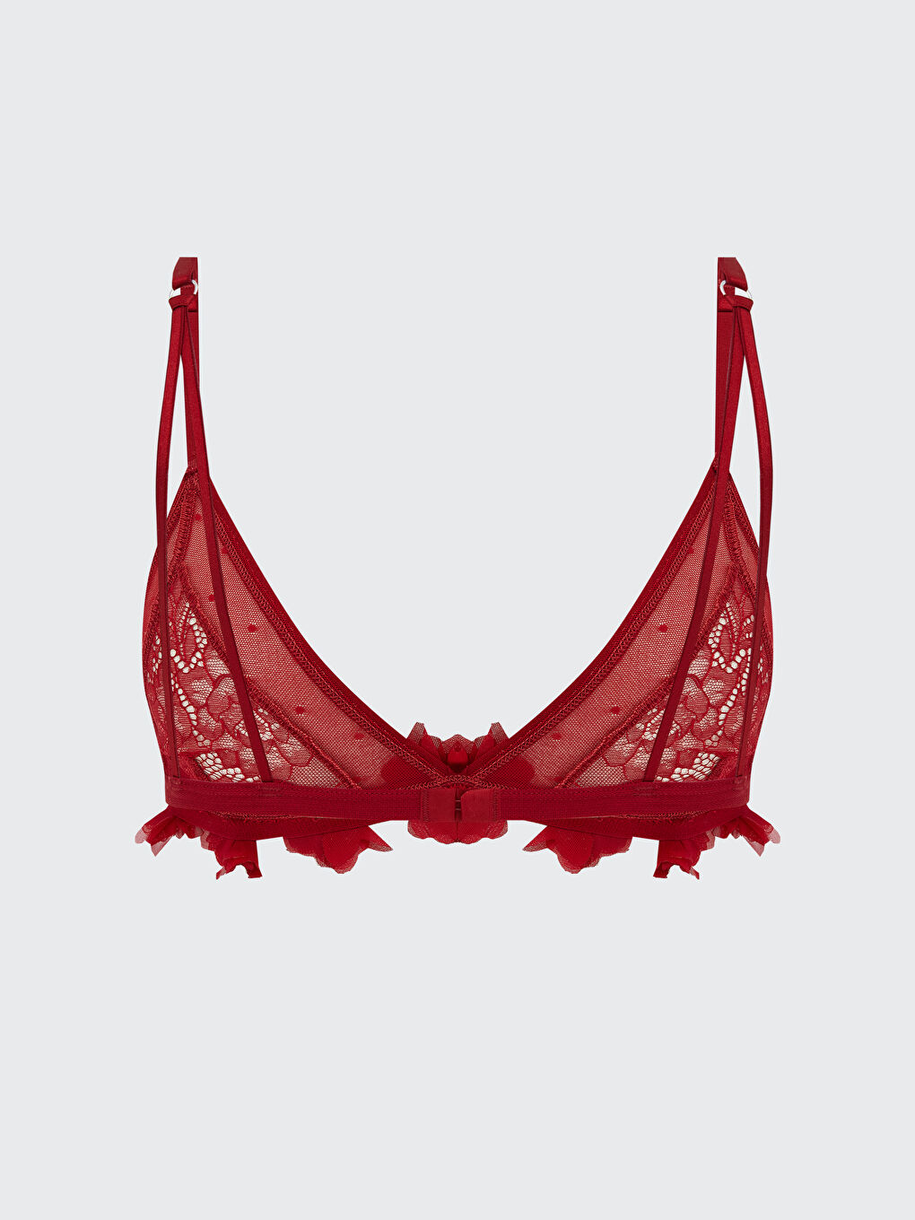 Kırmızı Balensiz Dolgusuz Çiçek Detaylı Fantezi Bralet-1