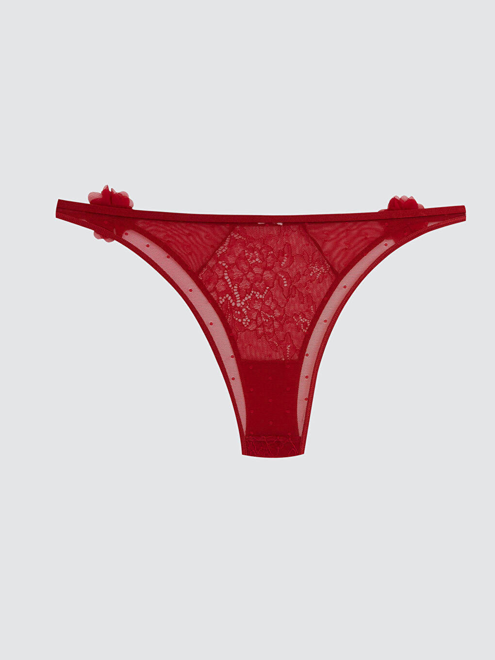 Kırmızı Dantelli Fantezi Brazilian Külot	-1