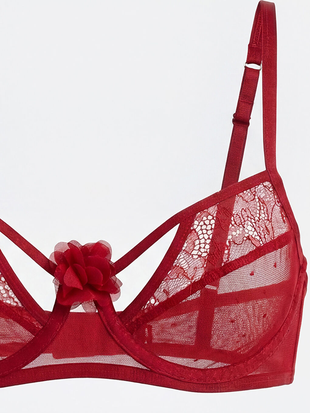 حمالة صدر فاخرة منقوشة بتفاصيل زهرية، سلكية وغير مبطنة.-3