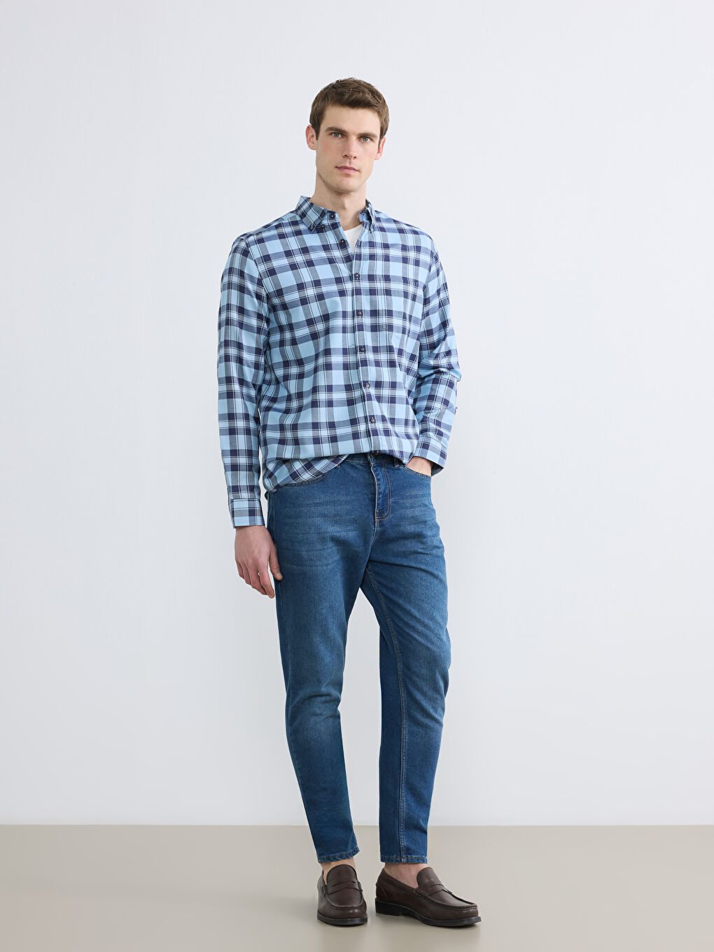 قميص أزرق رجل-1