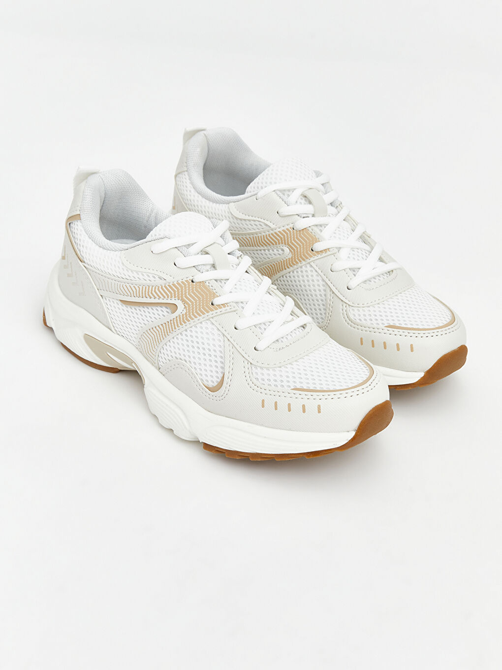 Bej Bağcıklı Kadın Sneaker