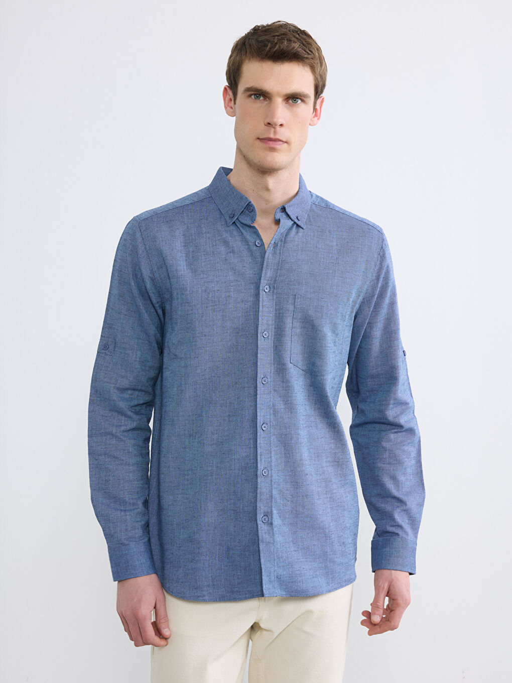 Regular Fit Linen Blend Men's Shirt