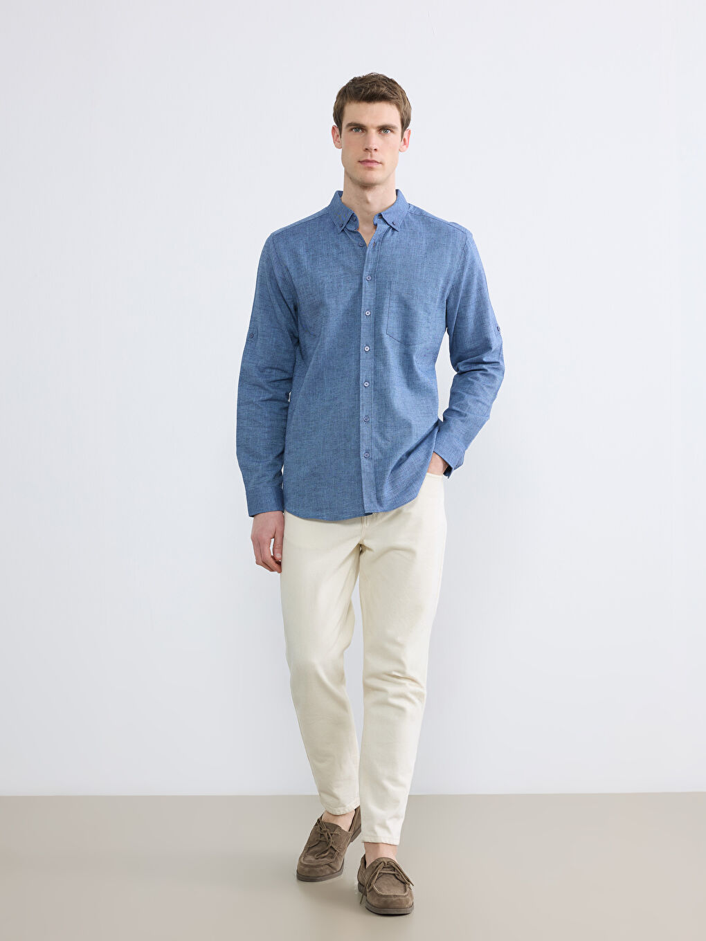 Regular Fit Linen Blend Men's Shirt-1