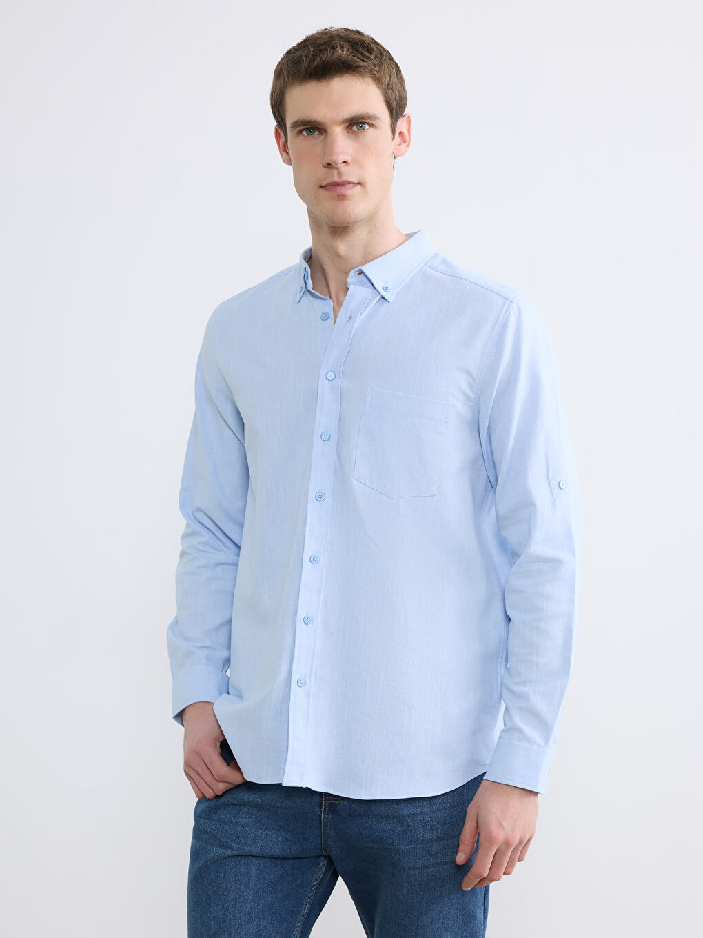 Regular Fit Linen Blend Men's Shirt