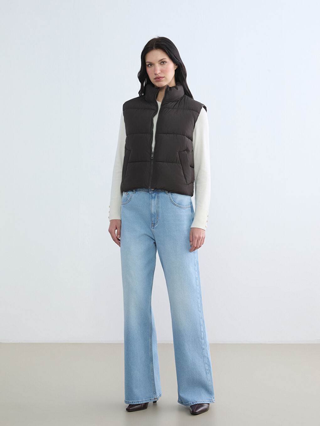 Doudoune sans manches BRUN Femme-1