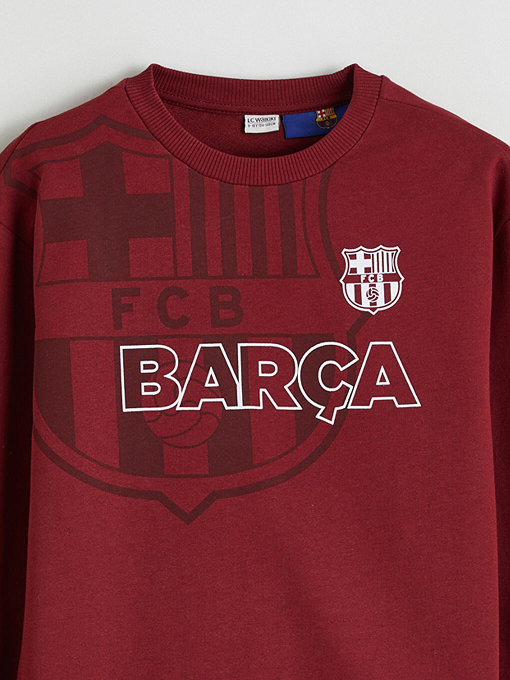 Bordo Barcelona Baskılı Erkek Çocuk Sweatshirt-1