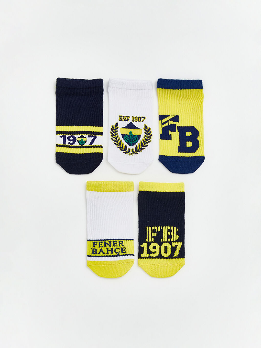 Karışık Fenerbahçe Desenli Erkek Çocuk Patik Çorap 5'li