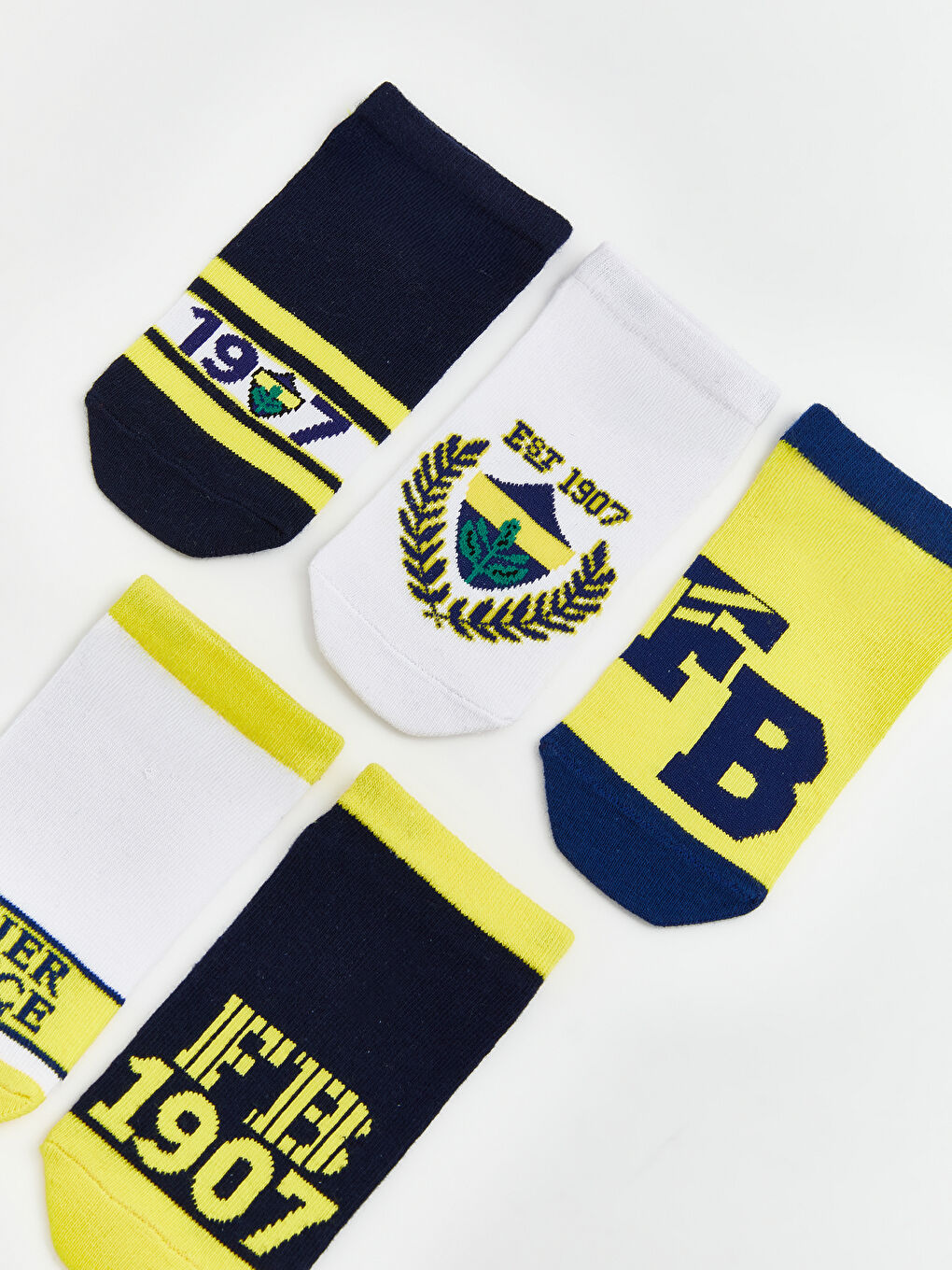 Karışık Fenerbahçe Desenli Erkek Çocuk Patik Çorap 5'li-1