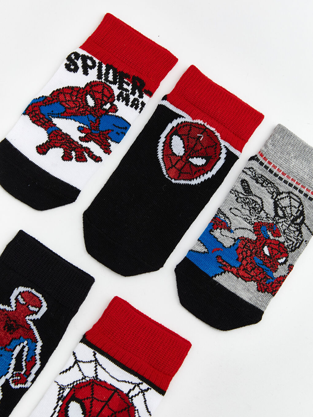 Karışık Spider-Man Desenli Erkek Çocuk Patik Çorap 5'li-1
