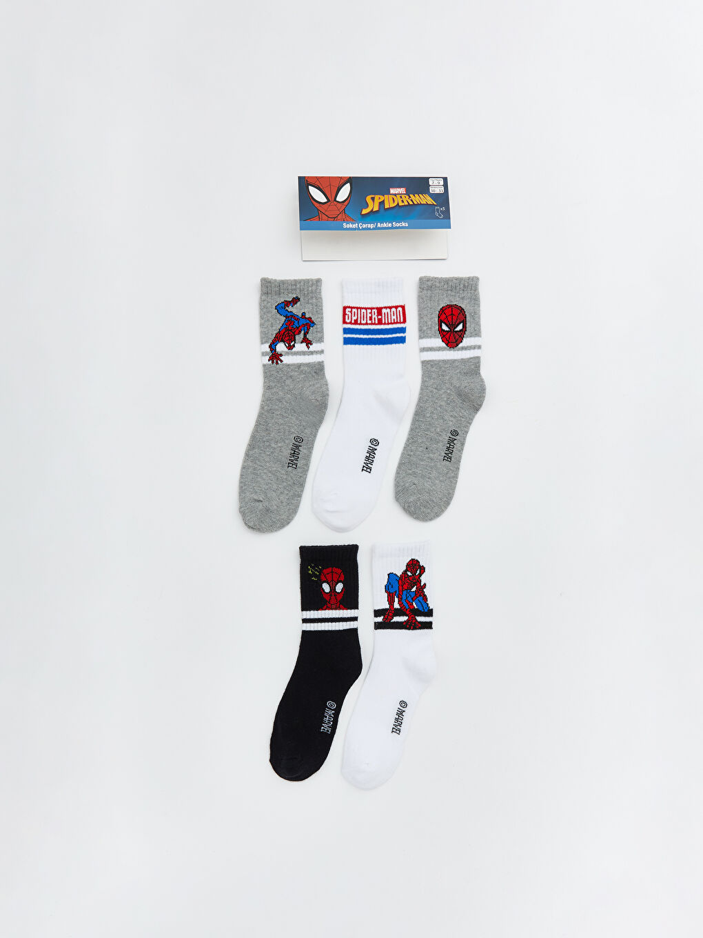 Spider-Man Patterned Boys' Ankle Socks 5 Pack-2
