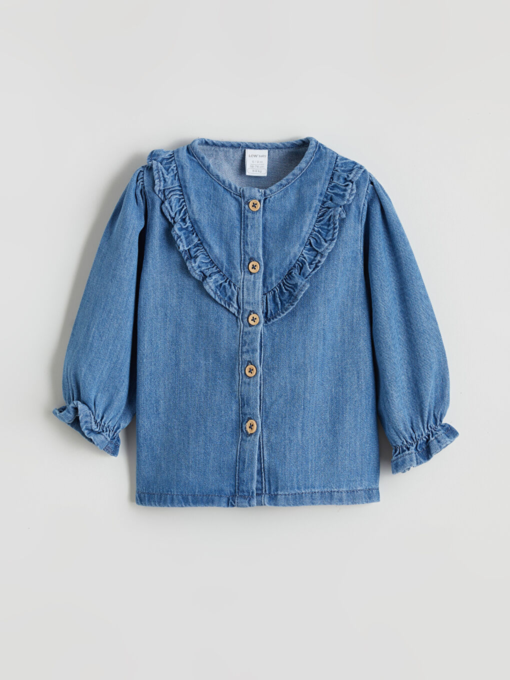 Mavi Fırfırlı Kız Bebek Gömlek ve Tayt-1