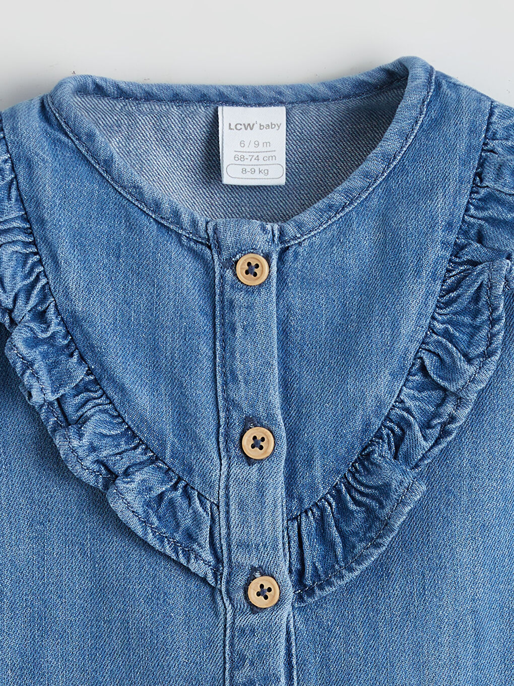 Mavi Fırfırlı Kız Bebek Gömlek ve Tayt-2