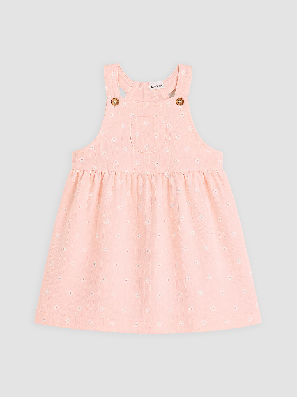 Pembe Kare Yaka Kız Bebek Elbise