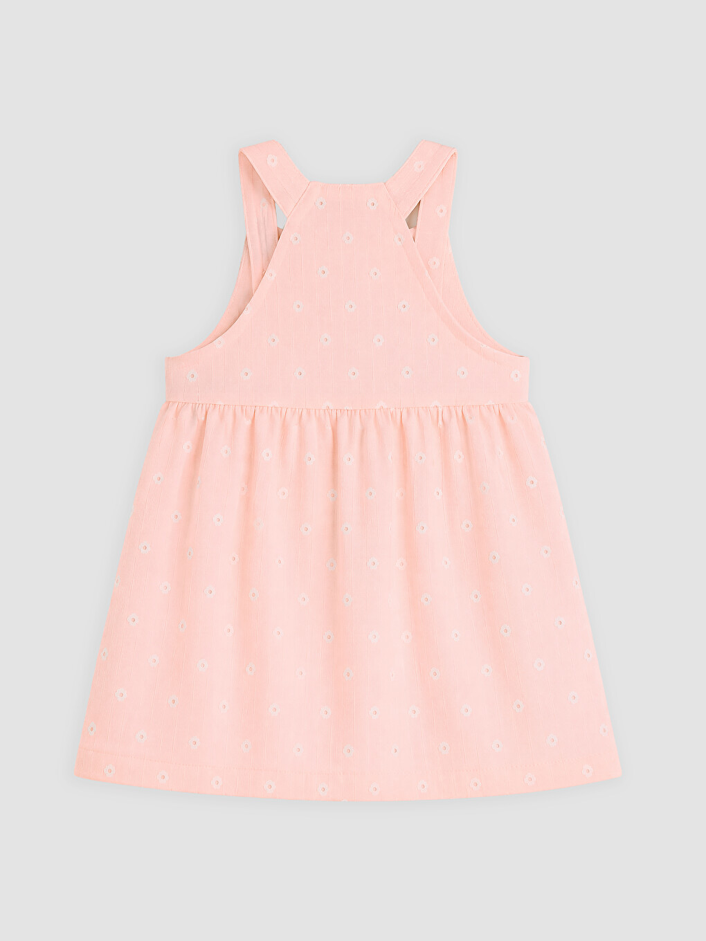 Pembe Kare Yaka Kız Bebek Elbise-1