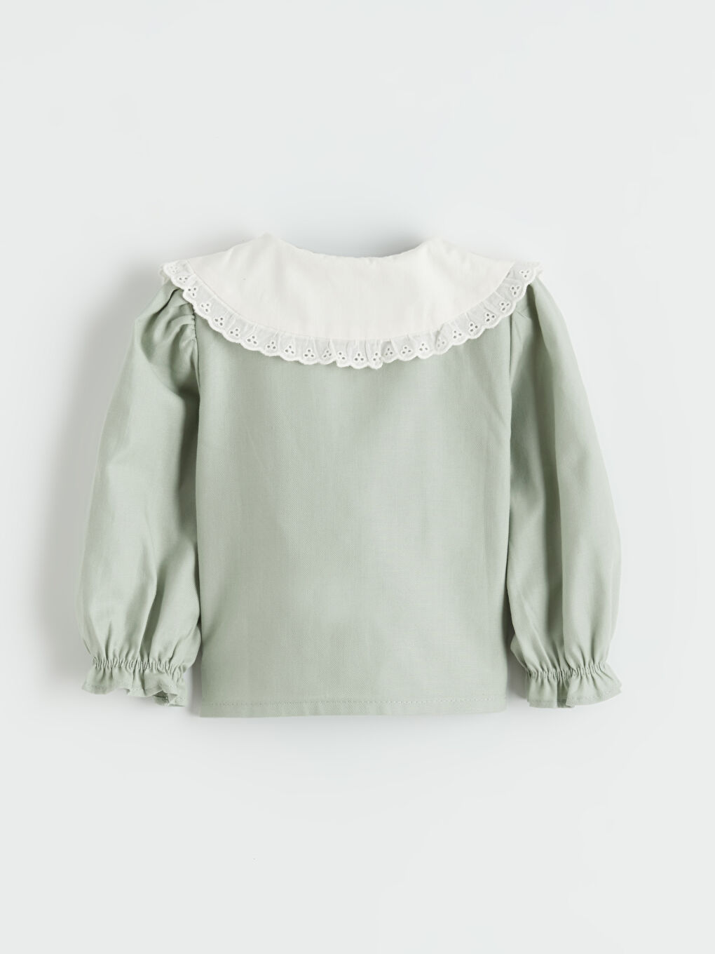 Yeşil Bebe Yaka Nakışlı Kız Bebek Gömlek-1