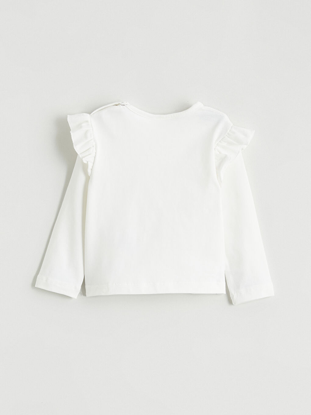 Ekru Bisiklet Yaka Fırfırlı Kız Bebek Bluz-1