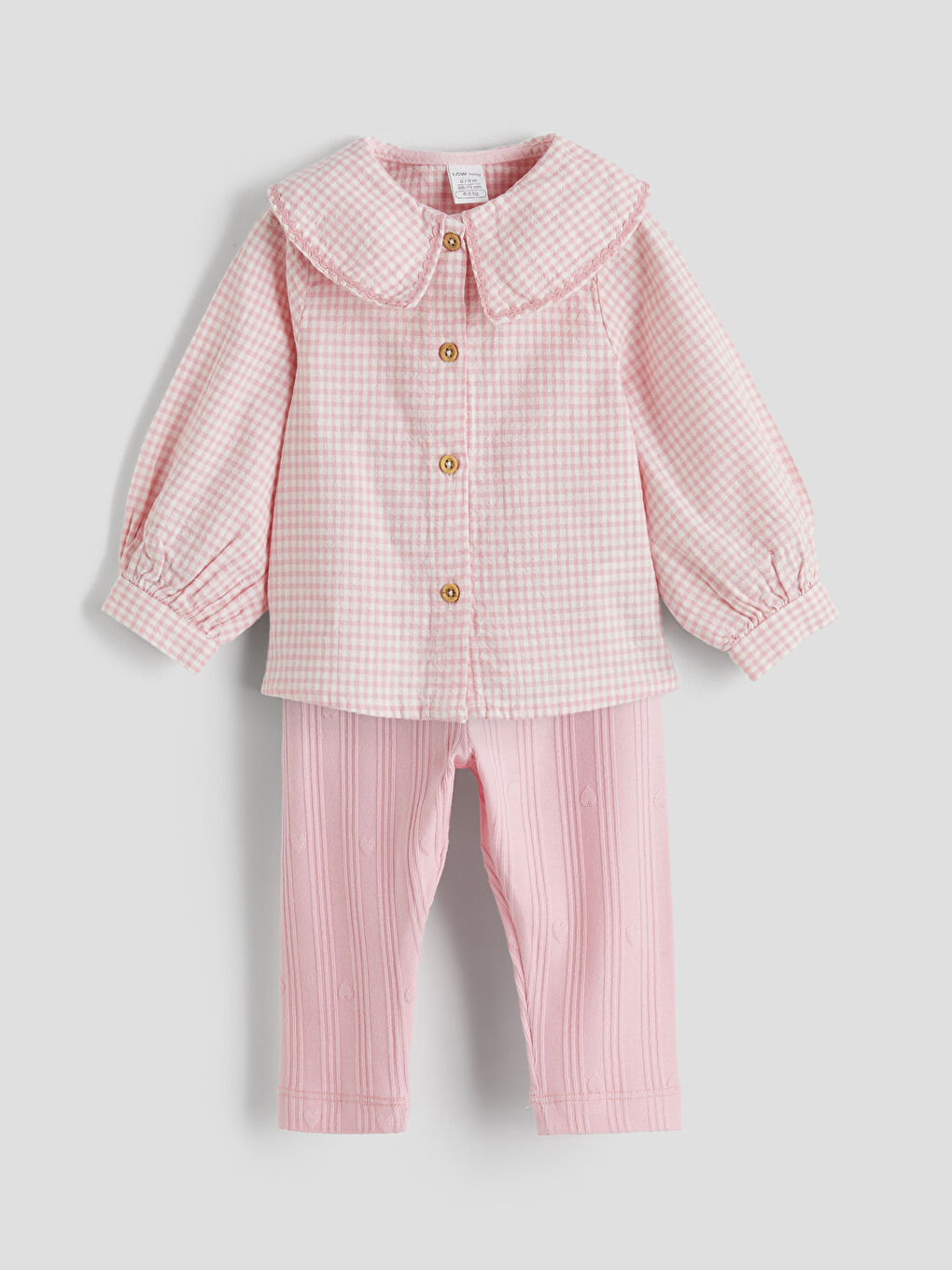 Ekru Bebe Yaka Kız Bebek Gömlek ve Tayt