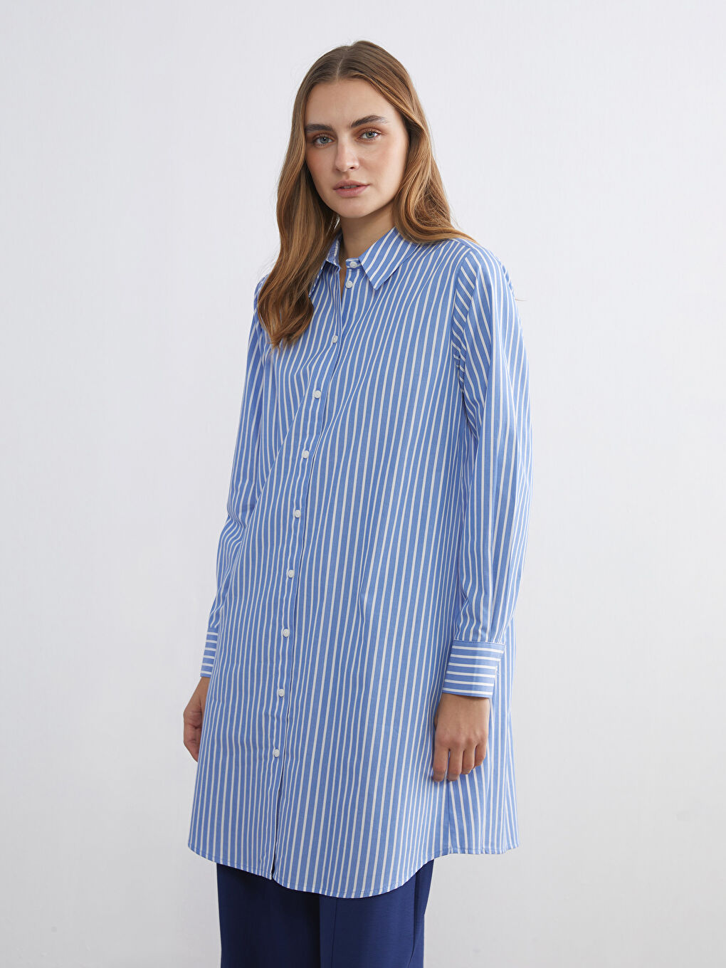 Striped Poplin Women's Shirt Tunic