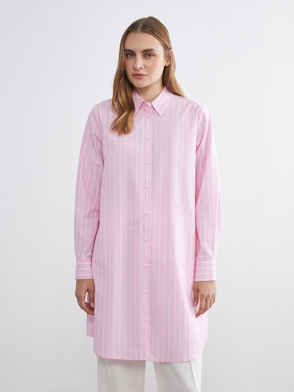 Striped Poplin Women's Shirt Tunic