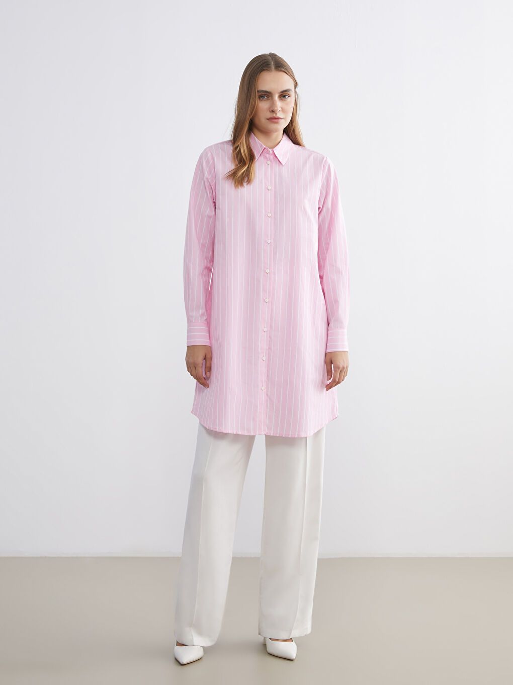 Striped Poplin Women's Shirt Tunic-1