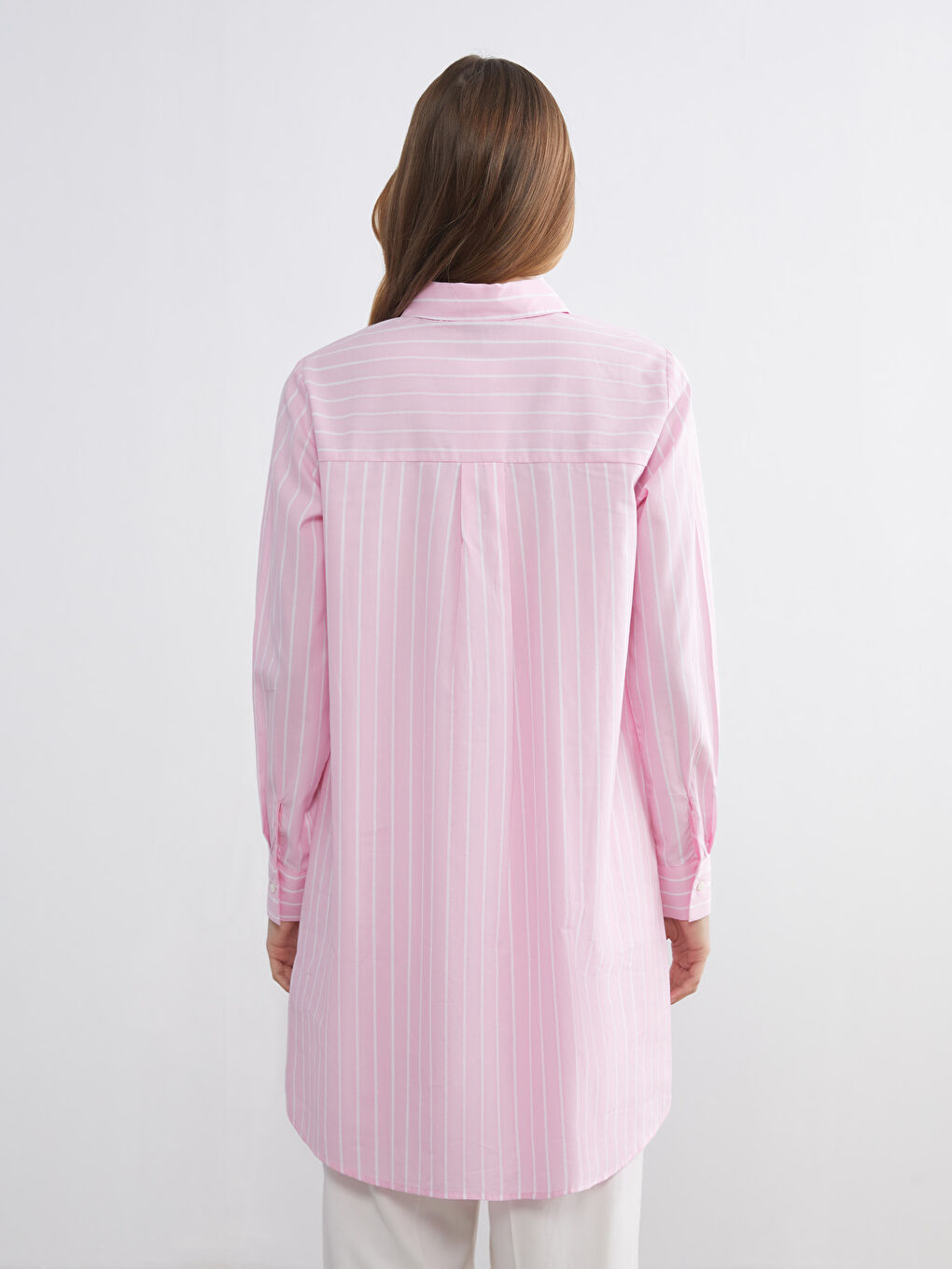 Striped Poplin Women's Shirt Tunic-3