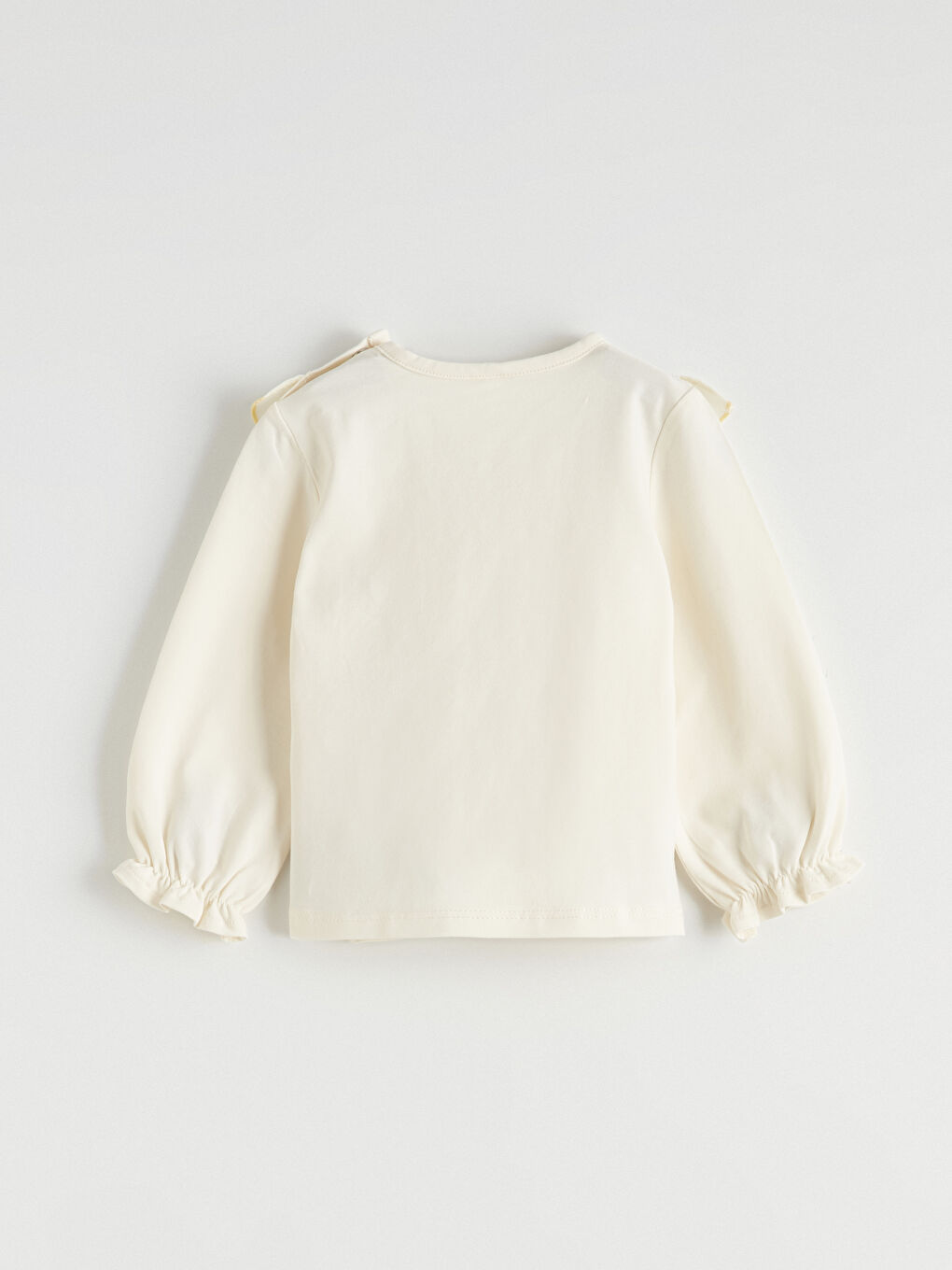 Bej Çiçekli Fırfırlı Kız Bebek Bluz ve Tayt-4