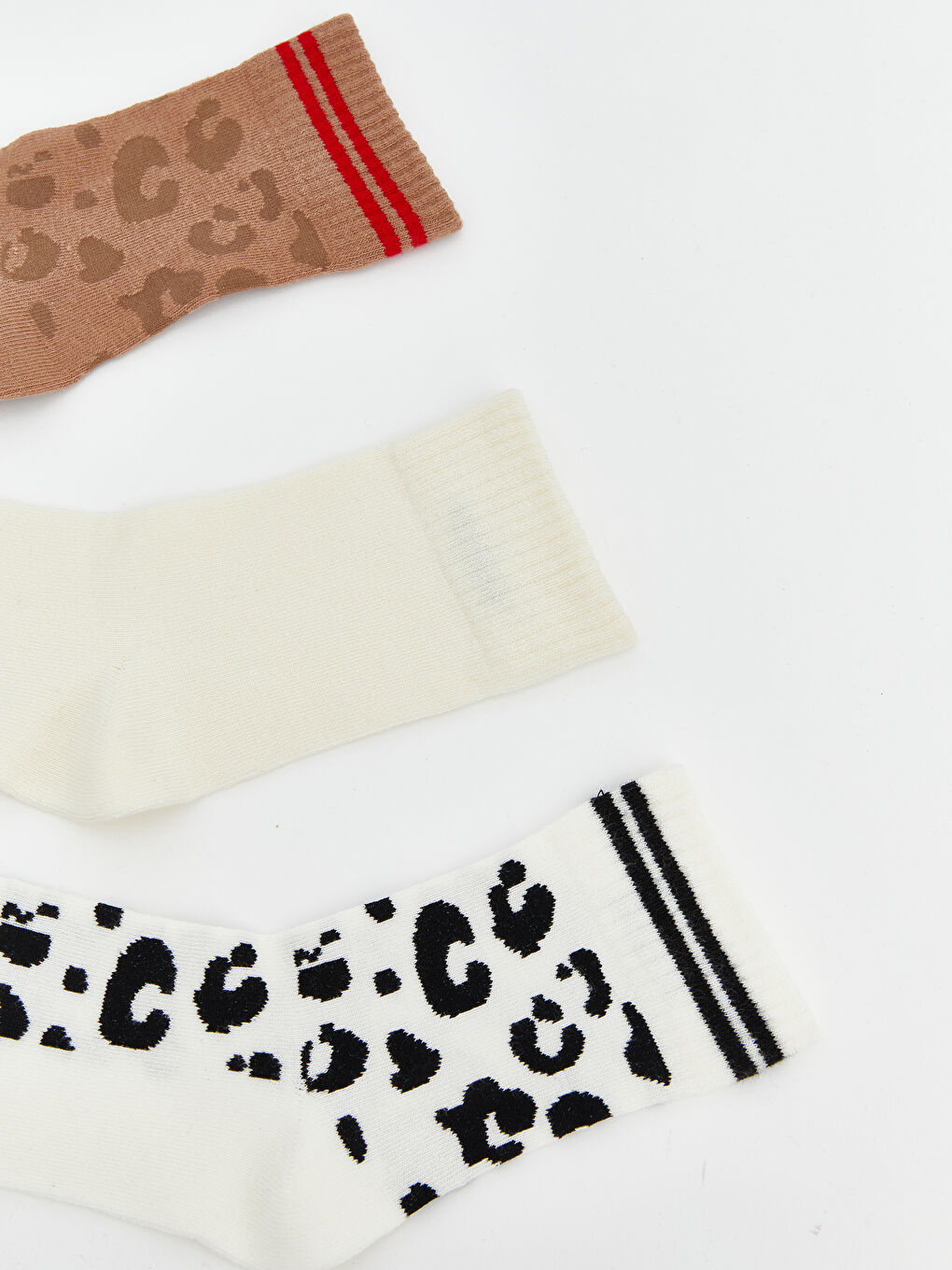 Kahverengi Leopar Desenli Kadın Soket Çorap 5'li-1