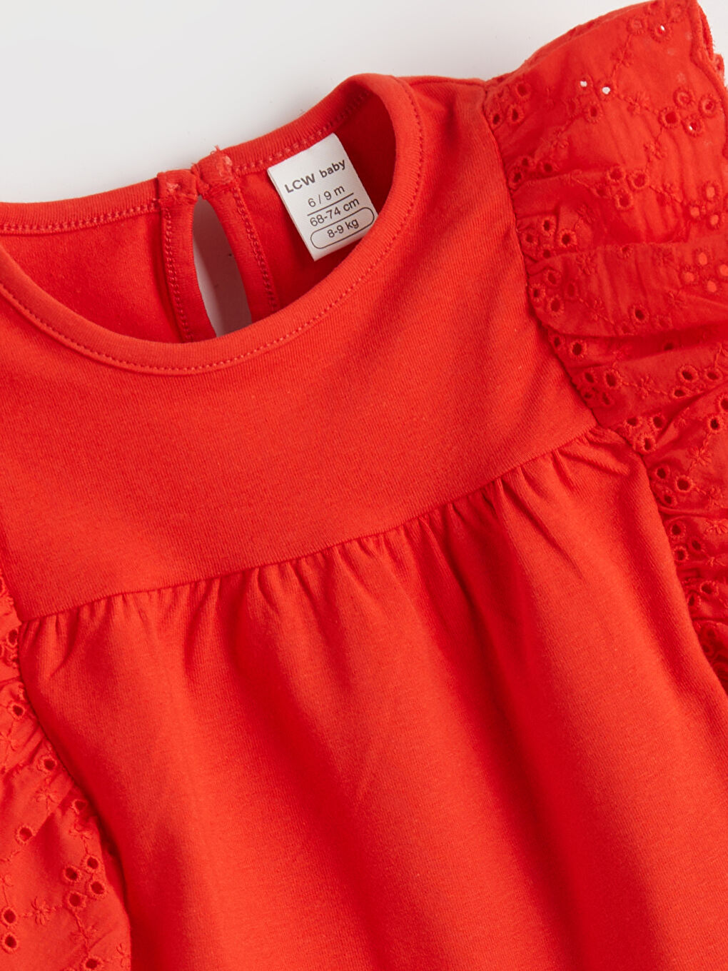 Kırmızı Bisiklet Yaka Fırfırlı Kız Bebek Bluz-1