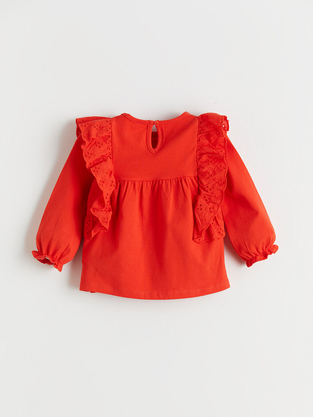 Kırmızı Bisiklet Yaka Fırfırlı Kız Bebek Bluz-2