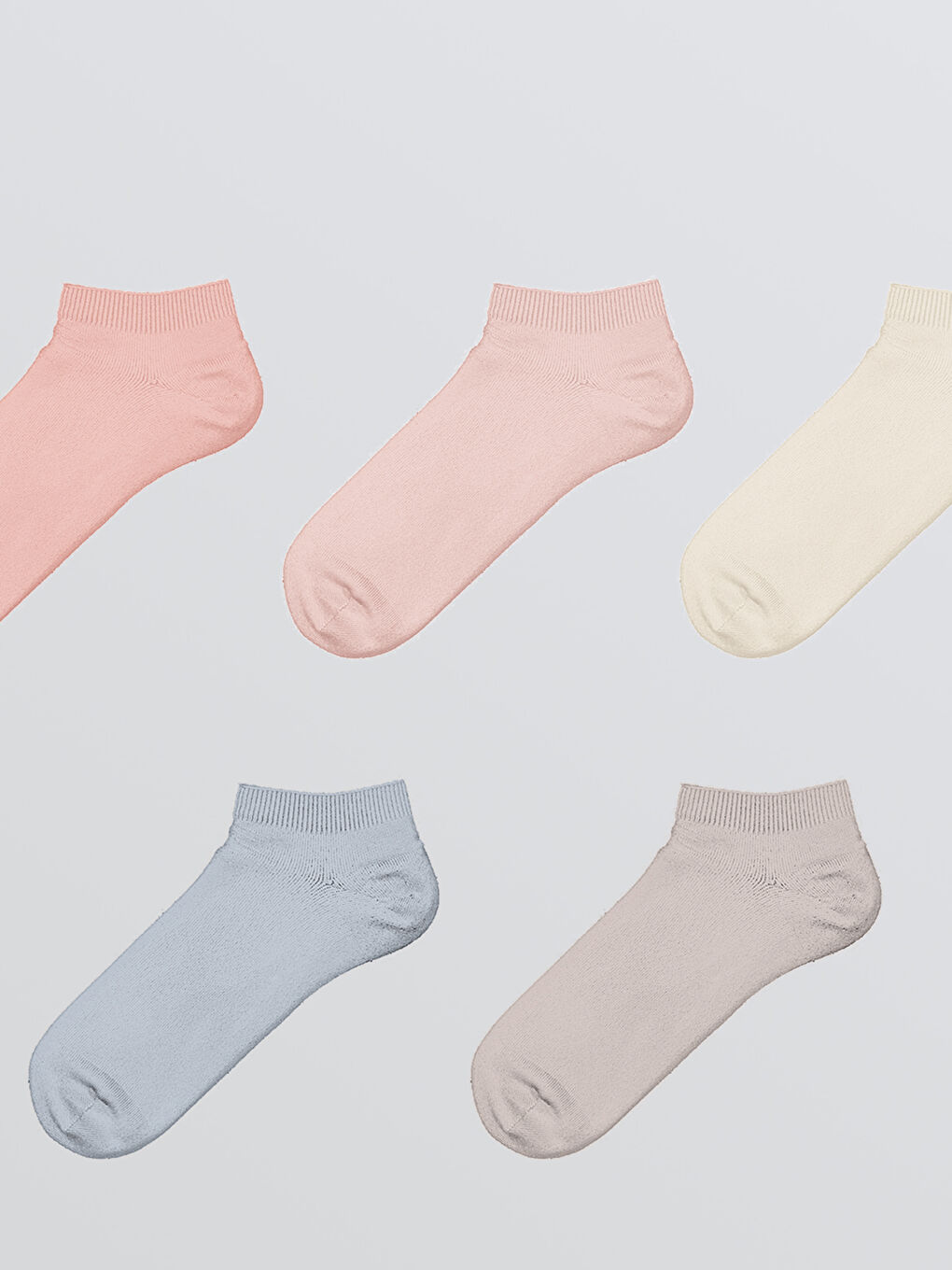 Bej Kadın Düz Patik Çorap 5'li-1